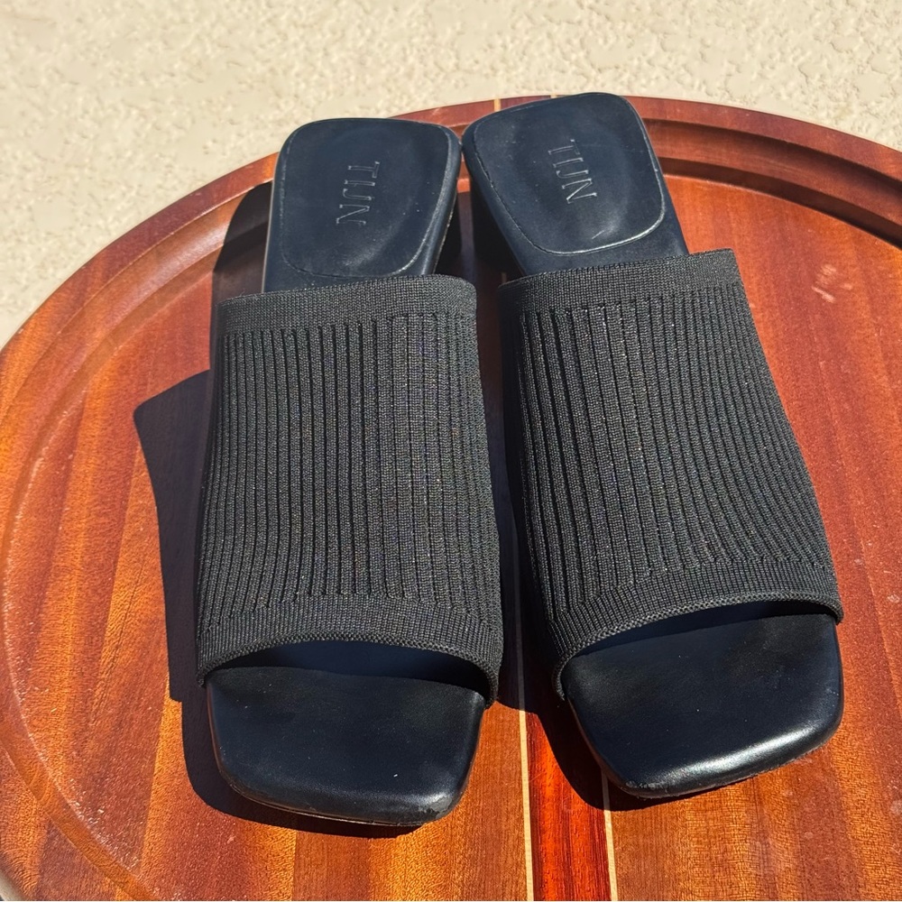 TIJN Home Katrin Womens Modern Square Toed Mules Size 10 Black Pump Heels